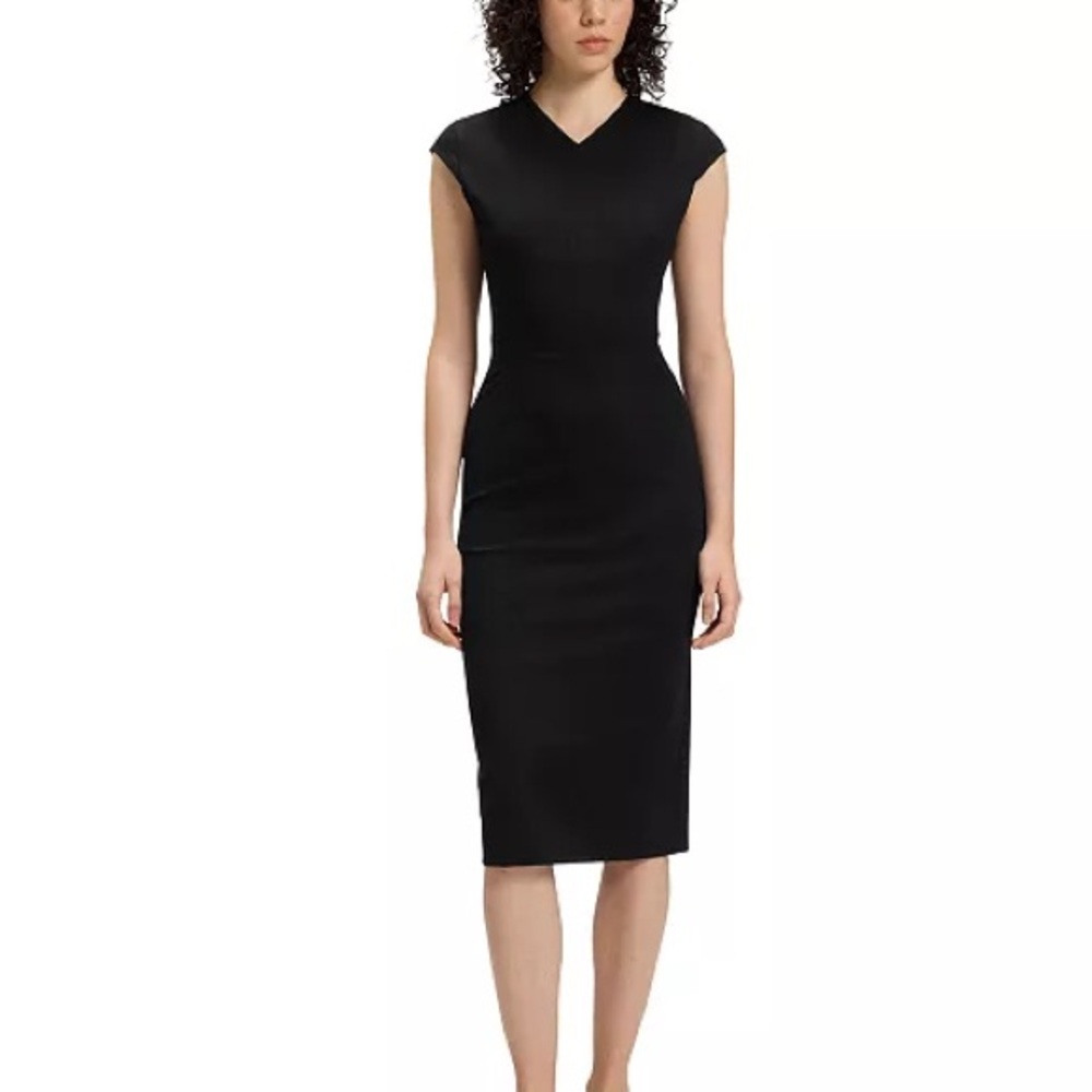 Hugo Boss BOSS by Women's Stretch Fabric Cap-Sleeve Dress Black Size 14 NWT - Picture 1 of 8